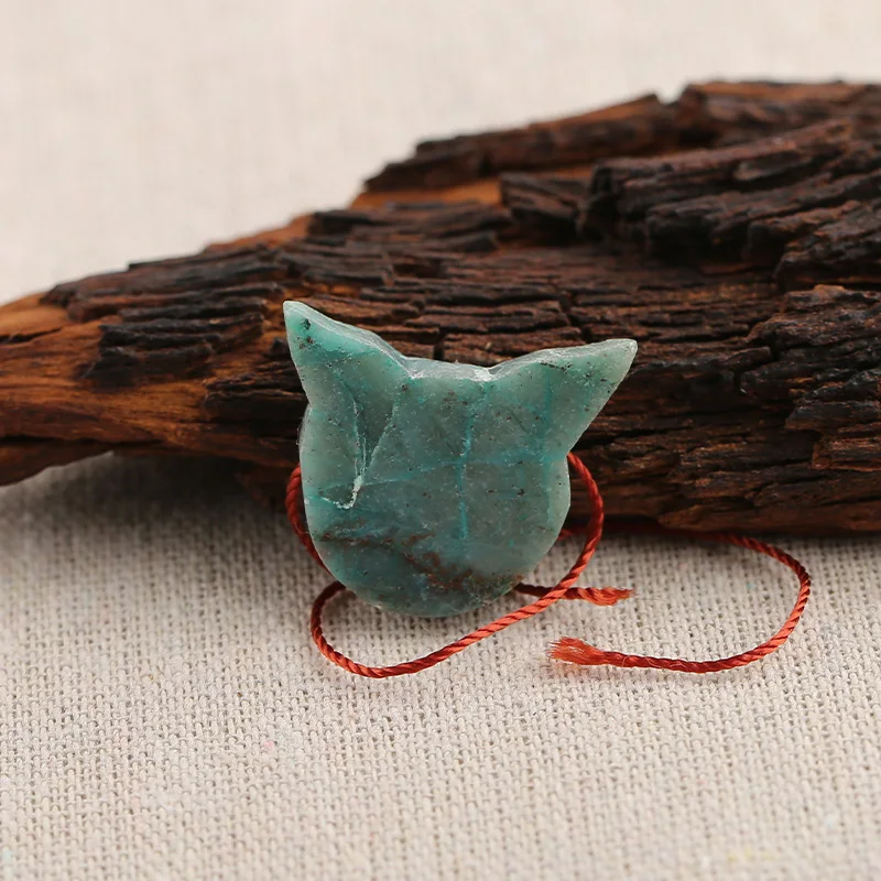 B&F Tokyo Cat Chrysocolla Pendant Beads, Handmade Natural stones beads, Polished Stones for jewelry Making Supplies