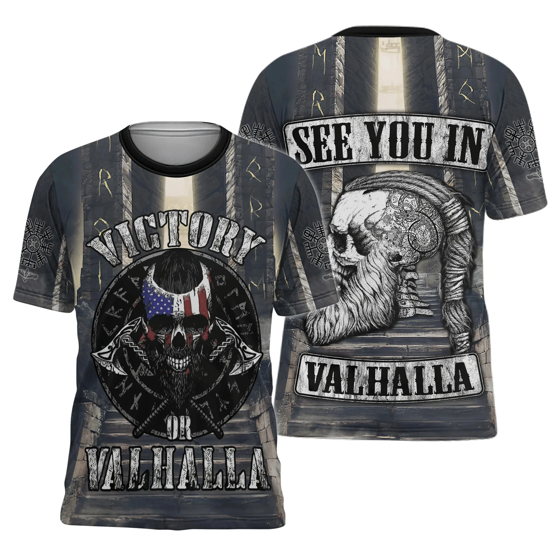 Viking Myth Valhalla Totem T-shirts 3D Men\'s Personality Streetwear O-Neck Y2k Tops Summer Fashion Cool Tattoo Unisexs Clothing