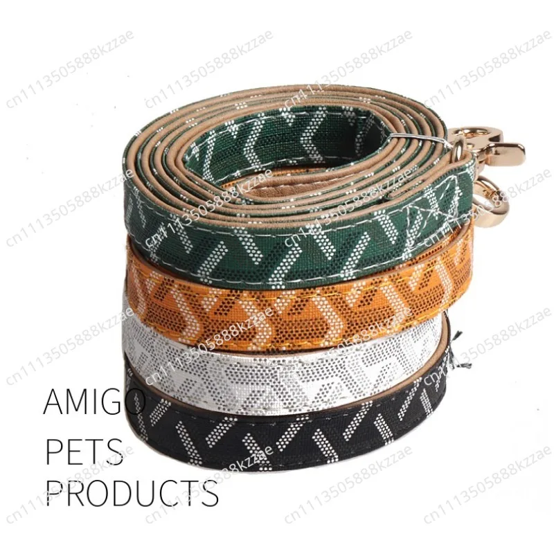 Soft PU Print Dog Leash Durable Metal Snap Hook Pet Walking Lead For Small Medium Dogs Outdoor Daily Use