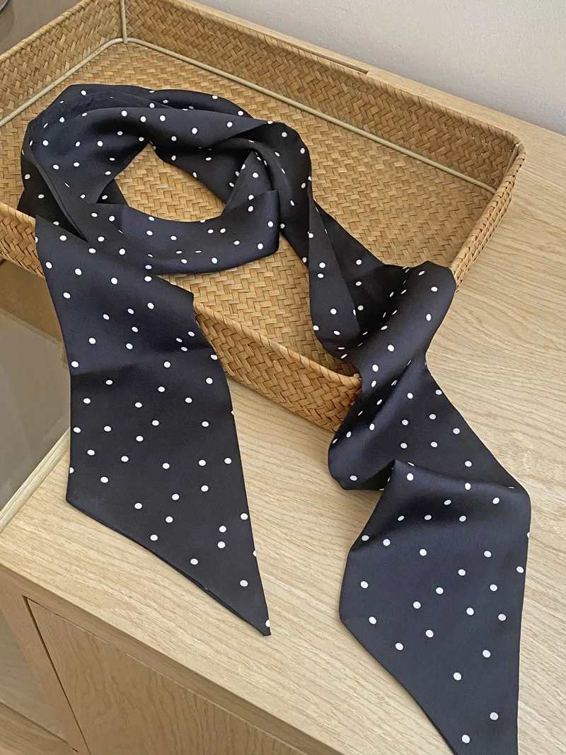 프리미엄 넥 스카프 폴카 도트 스트리머 롱 와이드 버전 스몰 스트리머 봄 여름 기질 프렌치