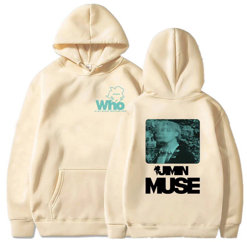 Jimin Muse Who Is My Heart Waiting for Hoodies Korean Band Member Graphic Sweatshirts Winter Long Sleeve Pullovers Streetwear