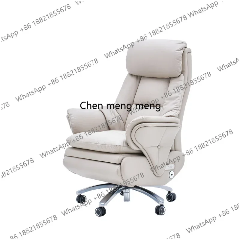 10 Leather boss chair electric massage office first layer cowhide can lie down for lunch break large class ventilated seat