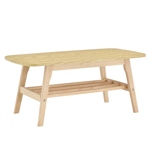 39 Inch Double Layer Storage Coffee Table, Large Storage Center Table For Living Room Apartment Office