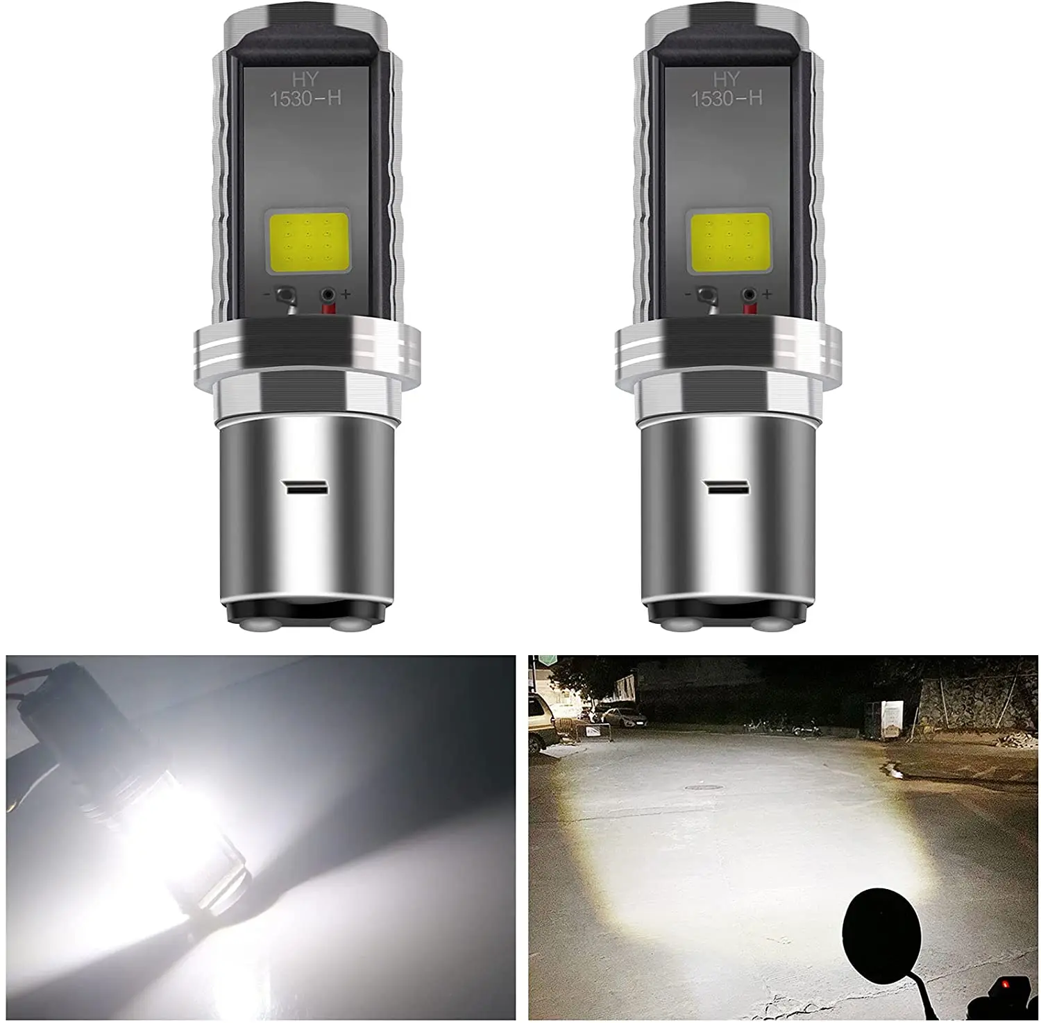 H4 LED Moto H6 BA20D LED Motorcycle Headlight Bulbs 2 Sides COB White 6000K Hi Lo Lamp Scooter Accessories Fog Lights 12V