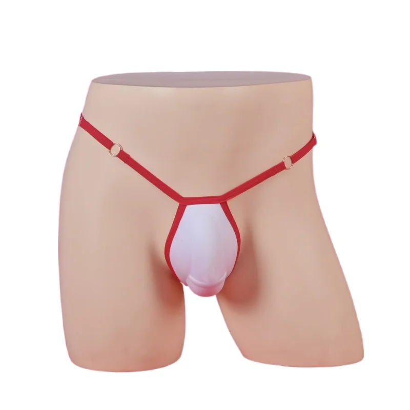 Sissy Lingerie Men Sexy Large Cup Sponge Penis Protection U Convex Thong Low-Waist Panties High Elastic Jockstrap String