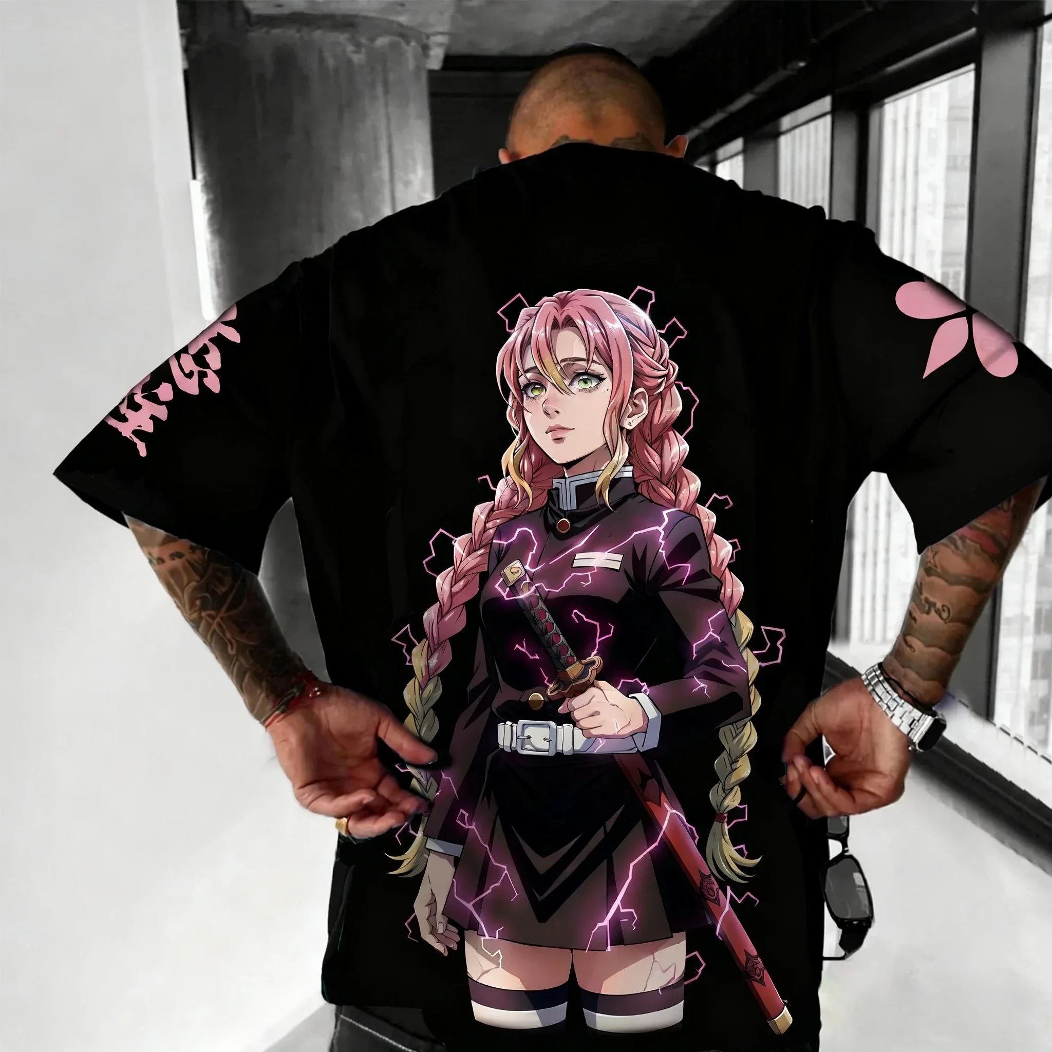 شيطان القاتل أنيمي كانروجي ميتسوري مطبوعة القطن تي شيرت 2026 الرجال الصيف جديد الهيب هوب العصرية عادية اليومية Y2K الوالدين والطفل #1