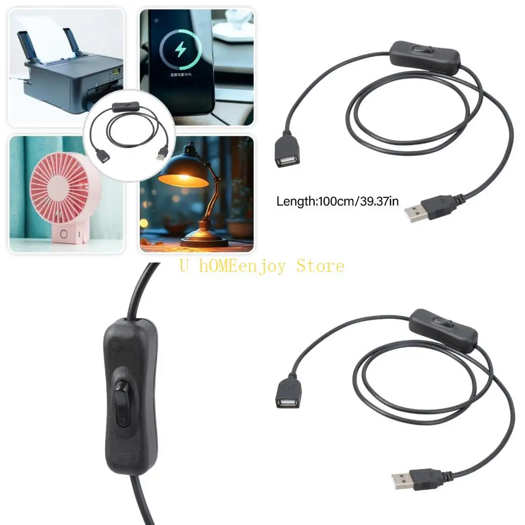 B0KF USB Extension Cable Extender Male to Female USB2.0 Extension Cord with Switches Fast Data Transfer for Printer Camera