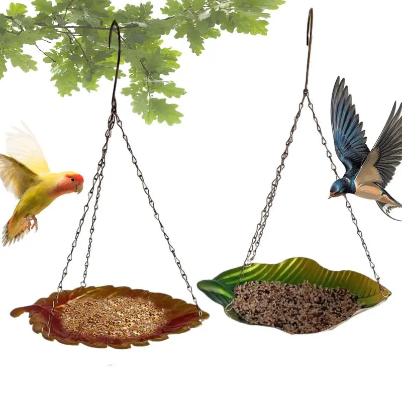 

Outdoor Bird Feeder Tray Bird Seed Catcher Platform tray With Hook And Chain Hanging Bird Bath For Outdoor Garden Yard Decor