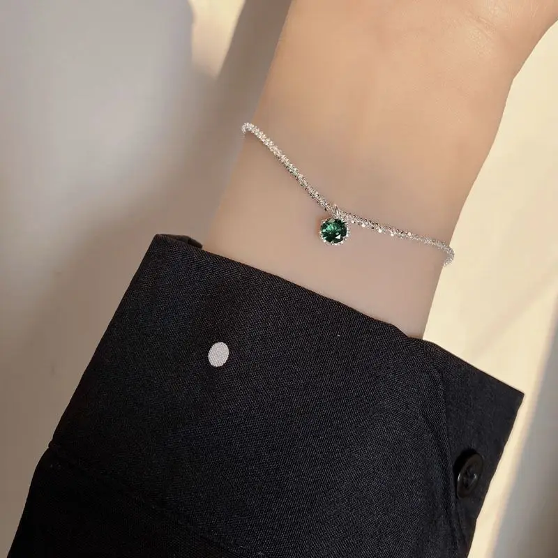 925 Sterling Silver Sparkling Diamond Exquisite Sky Star Bracelet Female Olive Green Zircon Exquisite Bracelet Wedding Jewelry