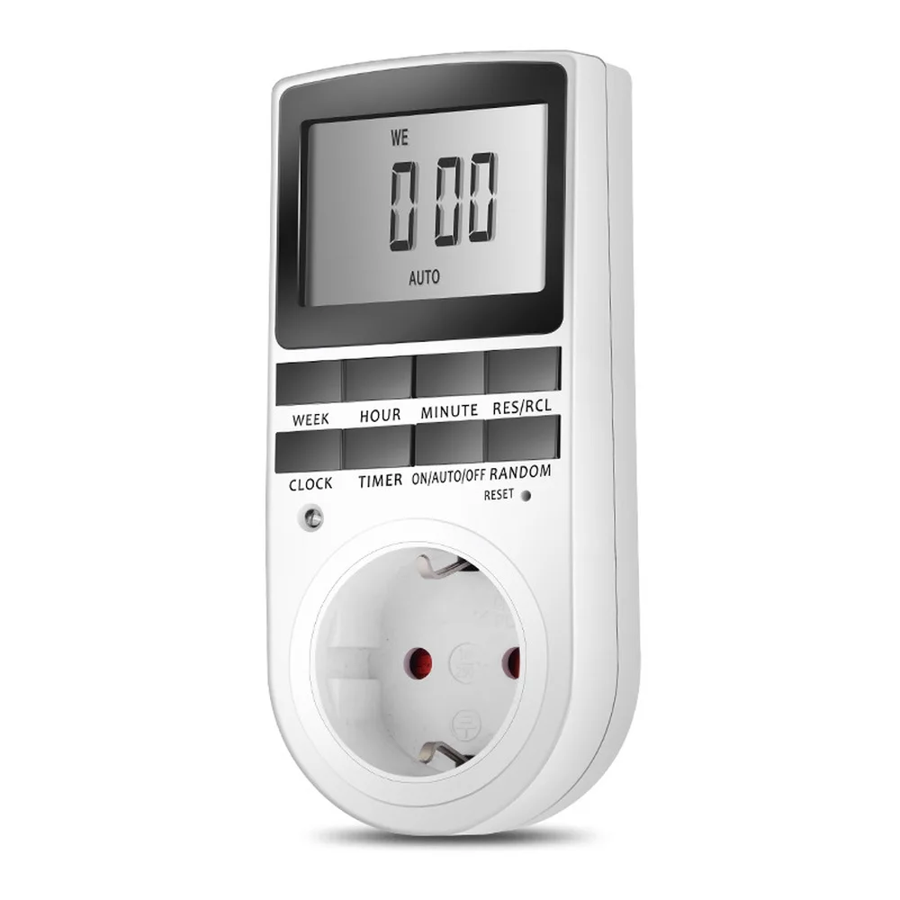 EU Plug Electronic Digital Timer Switch 12/24 Hour Programmable Timing Socket 220V Kitchen Timer Outlet Time Control