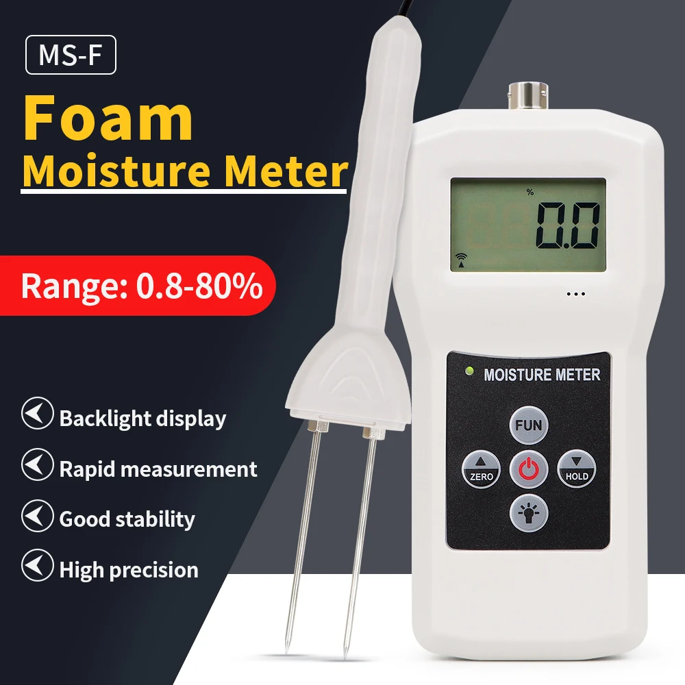 

MS-F Handheld Foam Moisture Meter Water content Detector Foam Sponge Humidity Tester For Bedding Article Packing Industry