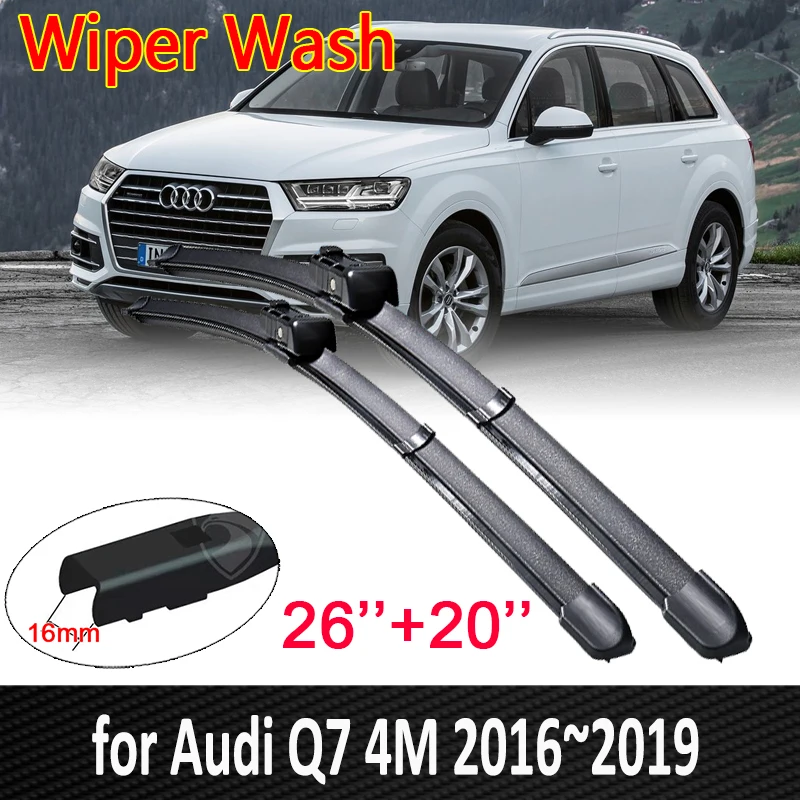 Car Wiper Blades Window for Audi Q7 4M 2016 2017 2018 2019 Sline Front Windscreen Windshield Wipers Car Accessories Stickers