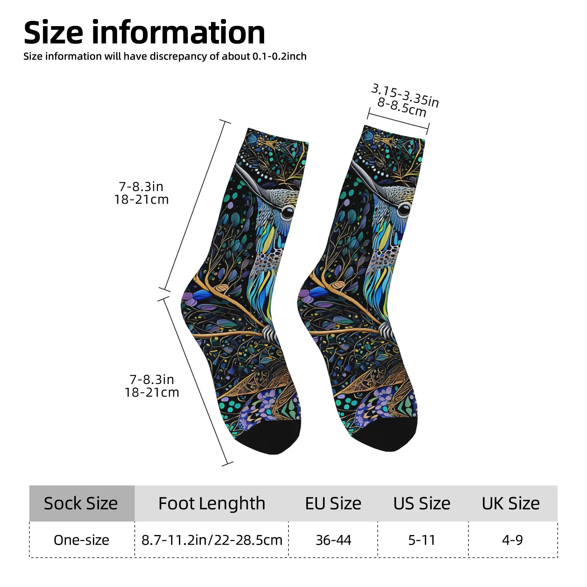 1pc Spring Green Bird Printed Men's Socks  Novelty Hip Hop Harajuku Pattern Crew Sock Casual Gift