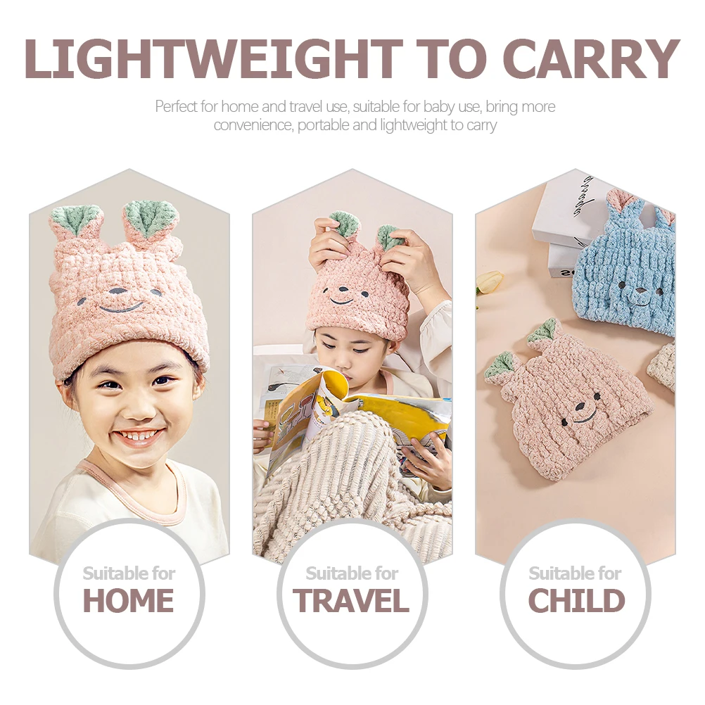 

Dry Hair Cap Hat for Baby Reusable Shower Microfiber Towel Absorb Water Coral Fleece Girl Child Kids