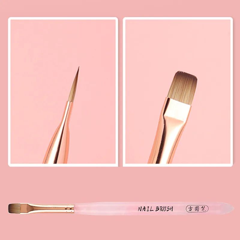 1/3 個ピンク透明ハンドルブラシマニキュアペイントブラシ Uv ジェルエクステンションビルダー描画ペン