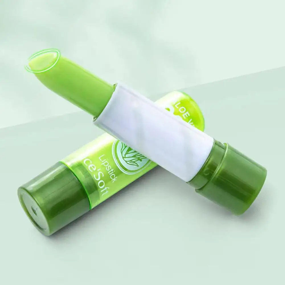 Aloevera Farbwechselnder Lippenbalsam, feuchtigkeitsspendender Lippenstift, wasserfest, langlebig, für Frauen, bunte, austauschbare Lippenpflege