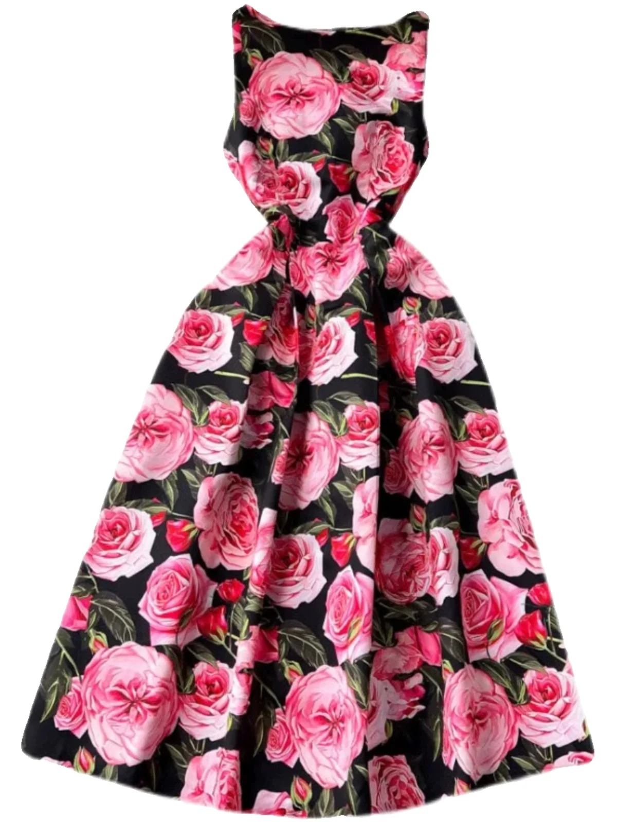 กระโปรงเอวสูงทรงเอ midi สำหรับผู้หญิง แฟชั่นสไตล์เรโทร ลายพิมพ์ ช่วยให้ดูผอม ทรงเข้ารูป คอกลม สไตล์เกาหลี เหมาะสำหรับใส่ไปทำงาน ฤดูใบไม้ผลิ