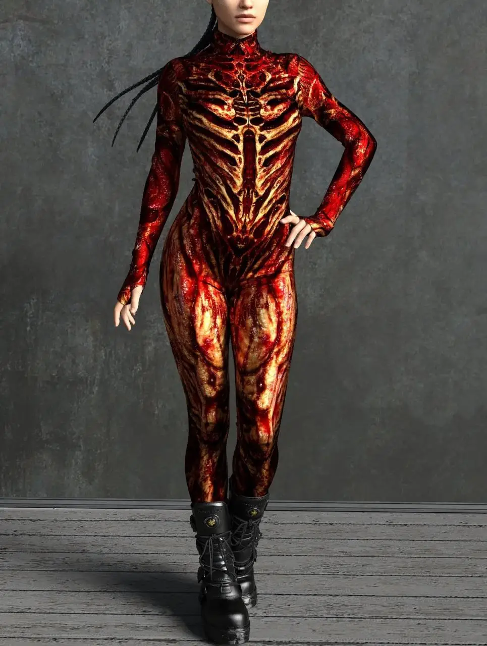 NEW Women Bodysuit Cosplay Fashion 3D Printing Zentai Skinny Long Sleeve Slim Jumpsuit Outfit Halloween Catsuit for Adult Men