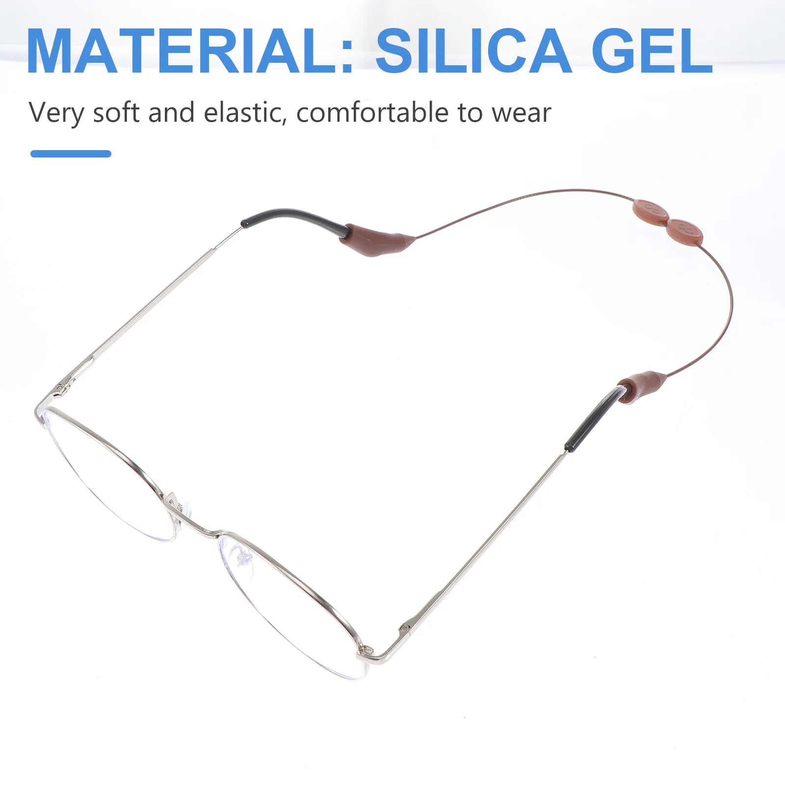

2pcs Silicone Zinc Alloy Glasses Hanging Rope Anti-Slip Eyeglass Holder Strap For Sunglasses Reading Glasses Black Coffee