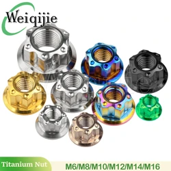 Weiqijie Titanium Nut M6 M8 M10 M12 M14 M16 Torx Flange Nut Hexagon Titanium Nut Fastener for Motorcycle Car Bicycle