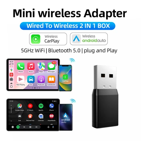 Мини-беспроводной адаптер CarPlay Android Auto Wireless Dongle Wi-Fi 5,8G Auto Connect Box для iphone Android Phone для Volvo Benz VW