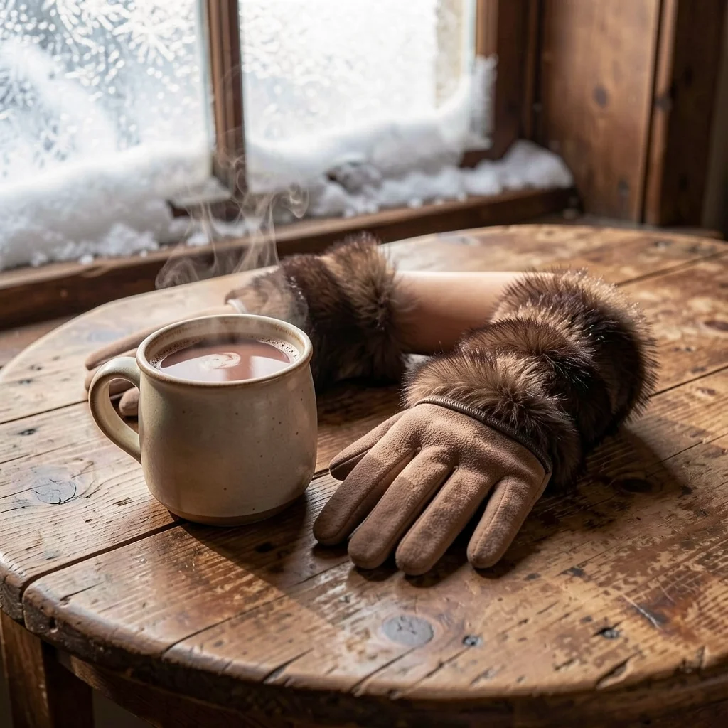 Faux Fur Cuff Gloves Skin Friendly Womens Winter Gloves Winter Riding Gloves Thickened For Light Outdoor Activities Autumn And