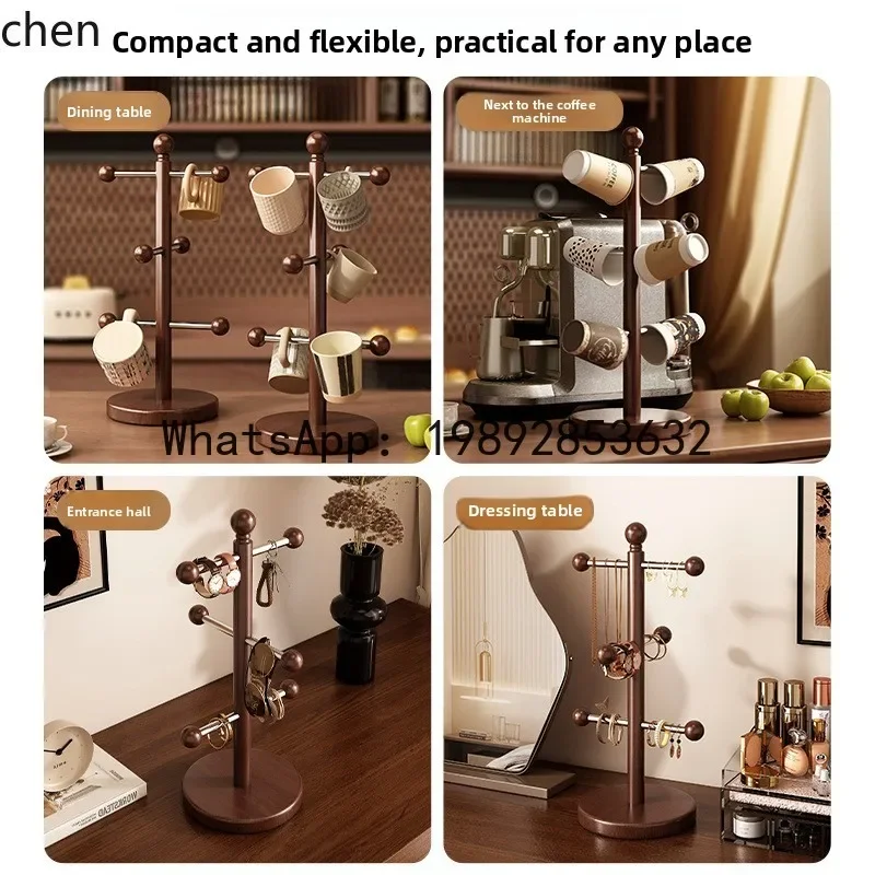 u20drain cup holder storage rack upside down desktop solid wood medieval style kitchen for home  table  sideboard cup shelf