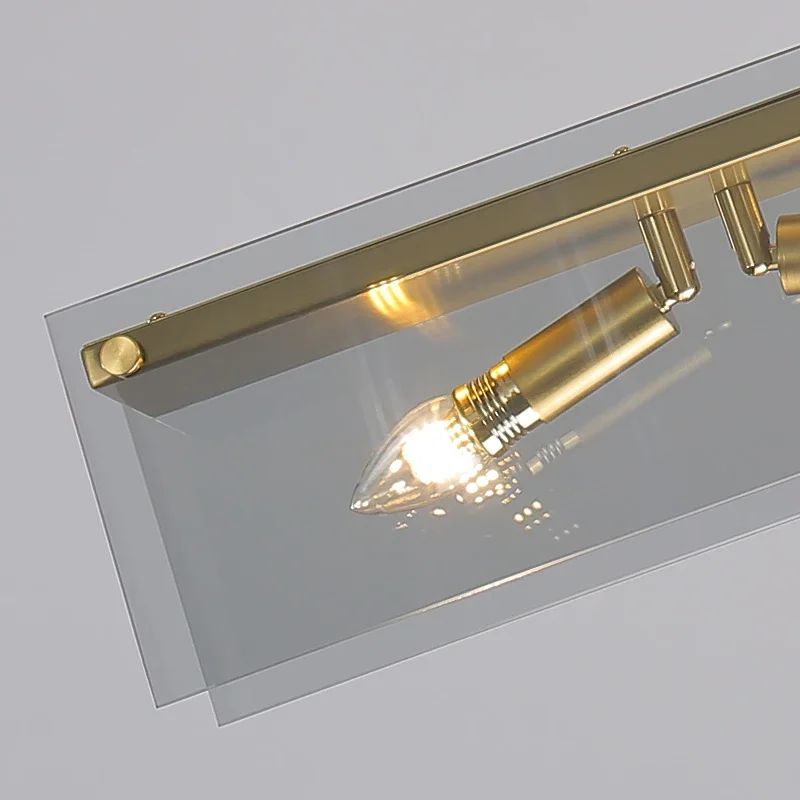 FSS Modern Copper Dining room Chandelier Rectangular Water Ripple Glass Designer Creative Dining Table Long Bar Chandelier