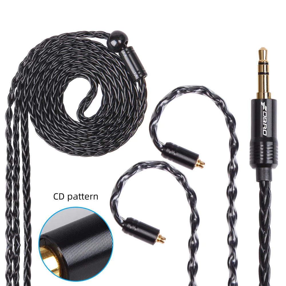 8core MMCX 2Pin 0.78mm Earphone Cable with 3.5 Gold-Plated Plug Balanced Headset Audio Jack Cable For SE315 SE425 LS50