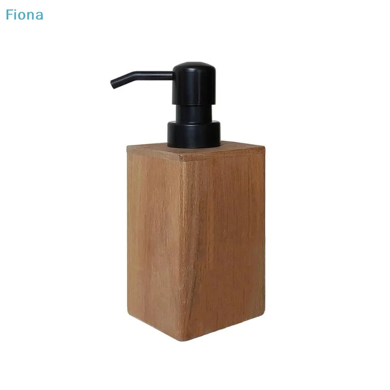 ✔Refillable Wood Soap Dispenser with Black Pump,Square Liquid Lotion Bottle for Bathroom Vanity,Kitchen Sink