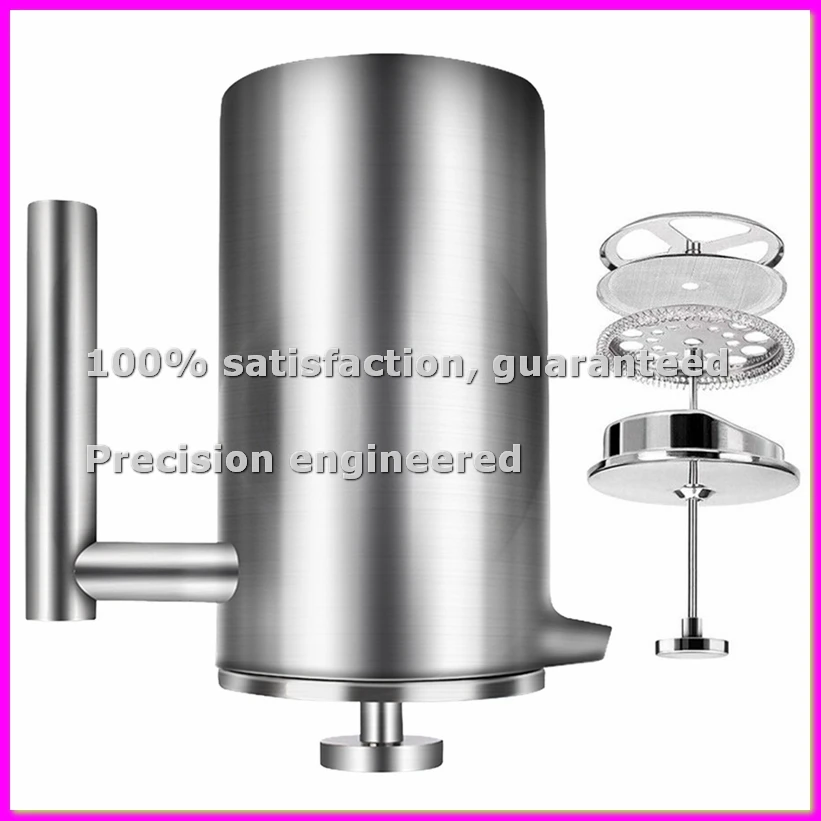 Double Wall Tea Maker Pot Large Capacity Espresso Coffee Machine French Coffee Maker Pot Stainless Steel 800ml-AD23