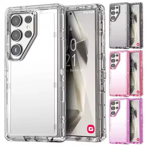 Heavy Duty Transparent Bumper Shockproof Otterbox Case For Samsung Galaxy S25 Ultra S23 S20 S22 S21 S24 Note 20 Protec Cover