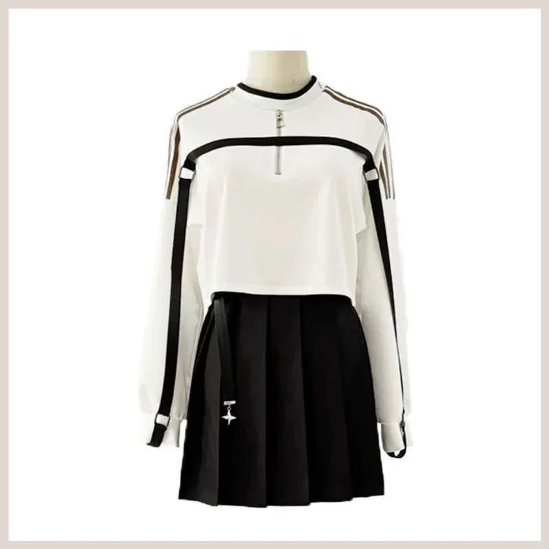 

Game Love and Deepspace Caleb Player Heroine Cosplay Costume Daily White Long Sleeves Hoodie Tops Belt Man Woman Leisure Suit