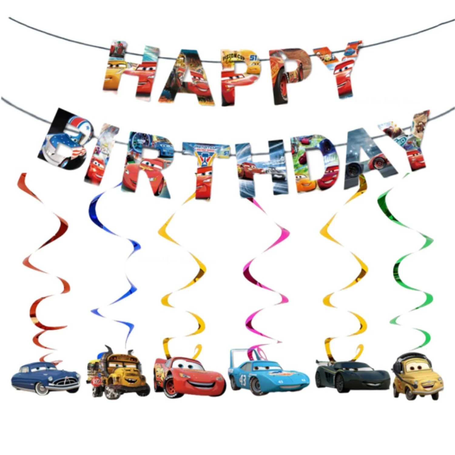 مجموعة تزيين حفلات أعياد الميلاد من ديزني كارز لايتنينج ماكوين، مفرش طاولة، لافتة كعكة علوية لمستلزمات حفلات الأطفال #5