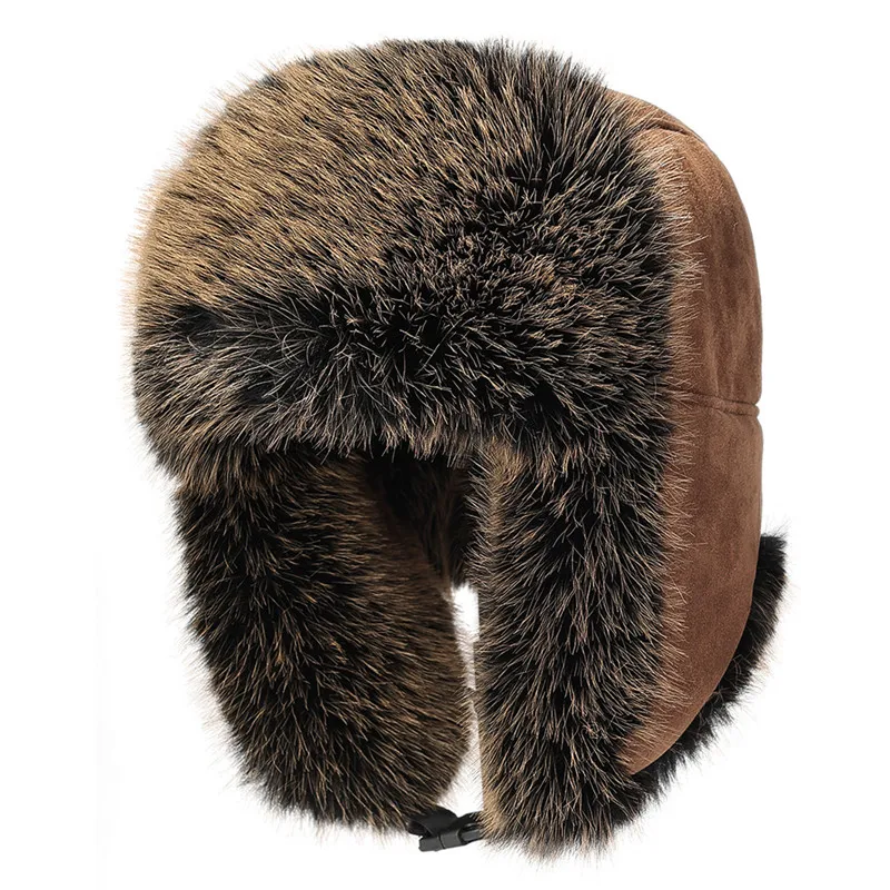

Новые зимние теплые шапки-бомберы для мужчин, замшевая ткань, искусственный лисьий мех, плюшевый бархат, утолщенные морозостойкие наушники, лыжная шапка, женская шапка
