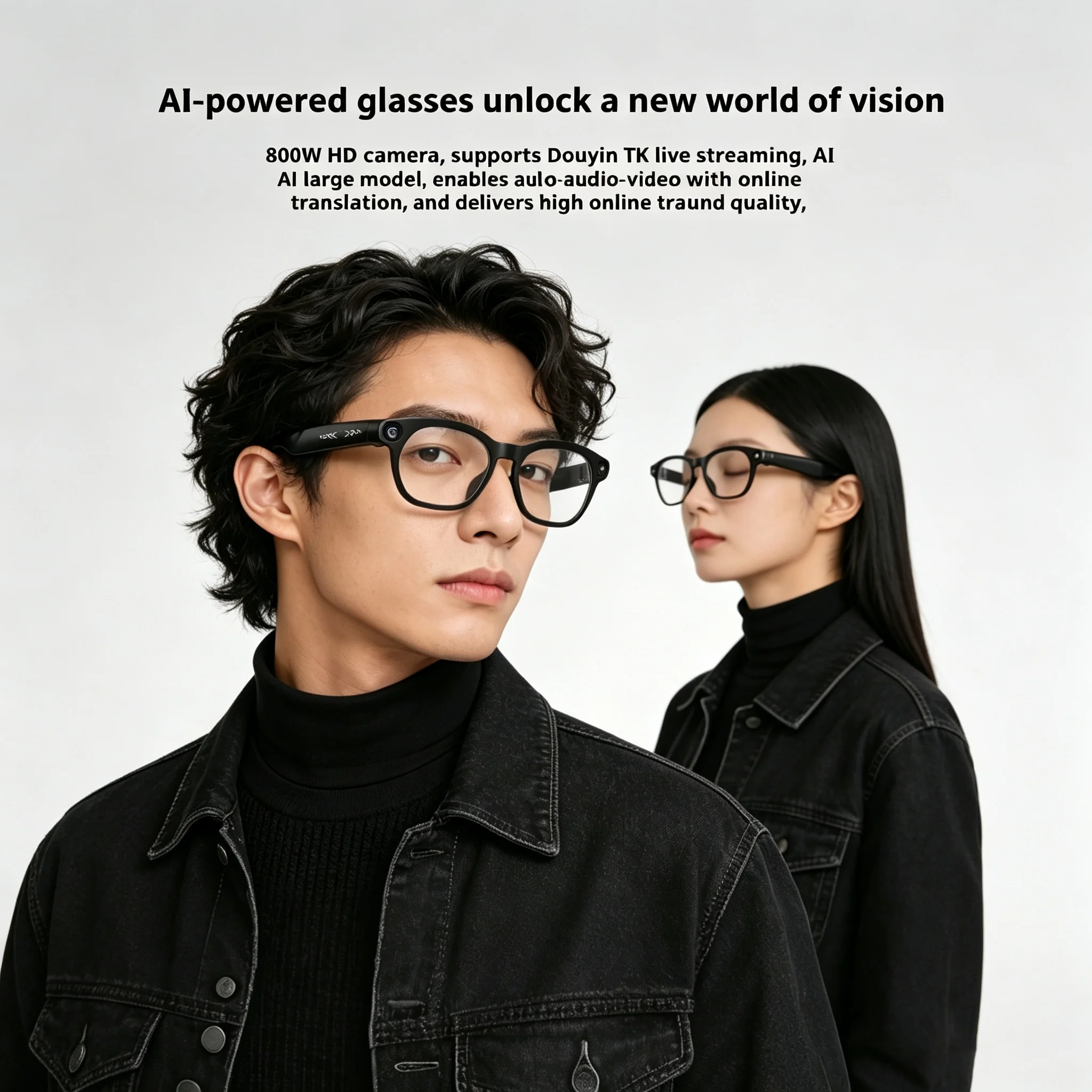 Smart AI Glasses ChatGPT 800W Camera Anti-shake Record Real-time Translation Call Music Touch Live Stream WiFi Reverse Charging