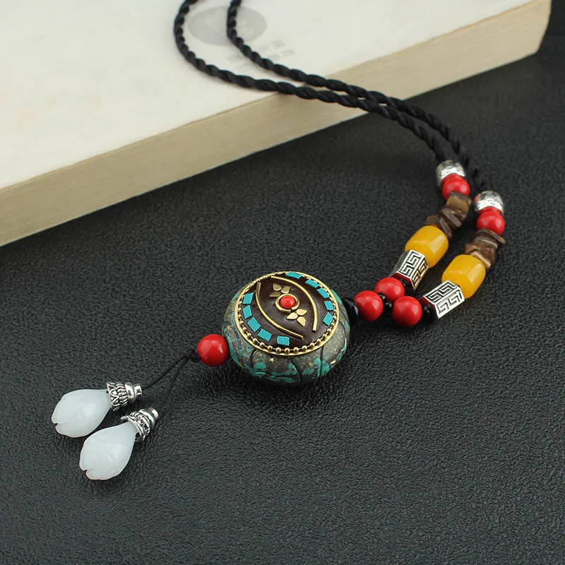DIY accessories Nepal pendant necklace men's and women's versatile long sweater chain pendant cotton and linen clothes retro eth