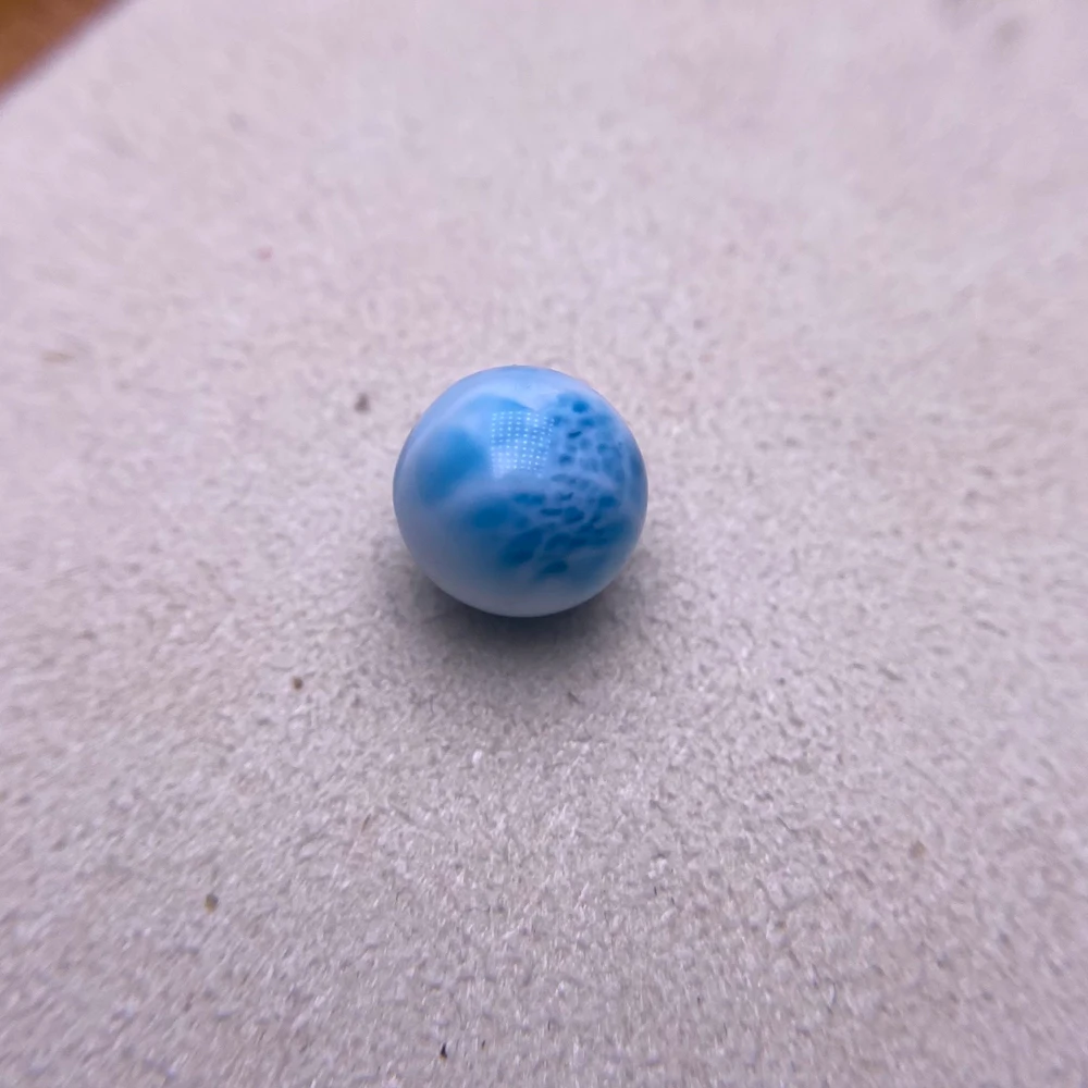 Natural Larimar Half Hole Bead Loose Gemstone Turtle Back Texture Fine Jewelry Silver Or Gold Mounting for Women Lady Party Gift