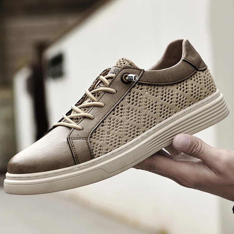 

Летние мужские кроссовки для скейтбординга на платформе, с перфорацией, на плоской подошве, спортивные повседневные кеды, уличная обувь для прогулок и скейтбординга