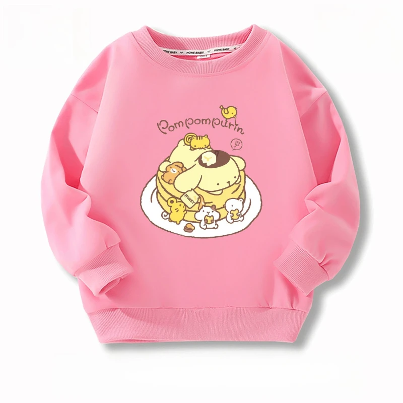 Baby Girls 100% Cotton Clothes Top Kid Pompompurin Printed Pullover Children  Autumn Fashion Long Sleeve T-shrits Boy Clothes