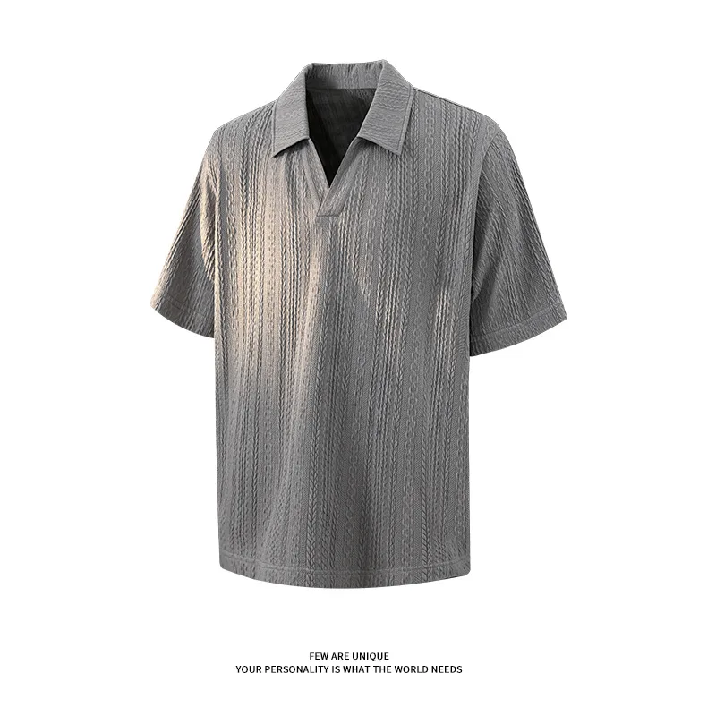 Twist Striped Short-sleeved Polo Shirt V-neck 2026 Summer New Casual Lapel T-shirt Top