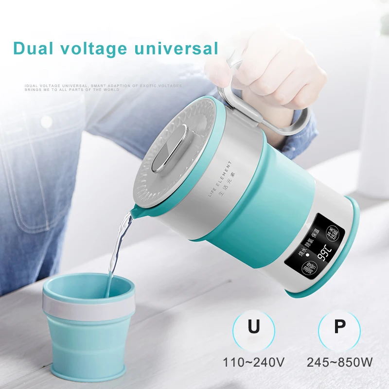 100-240V Folding Electric Kettle 0.6L Multifunctional Travel Kettle Smart Portable Boiling Water Kettle Home Insulation Kettle