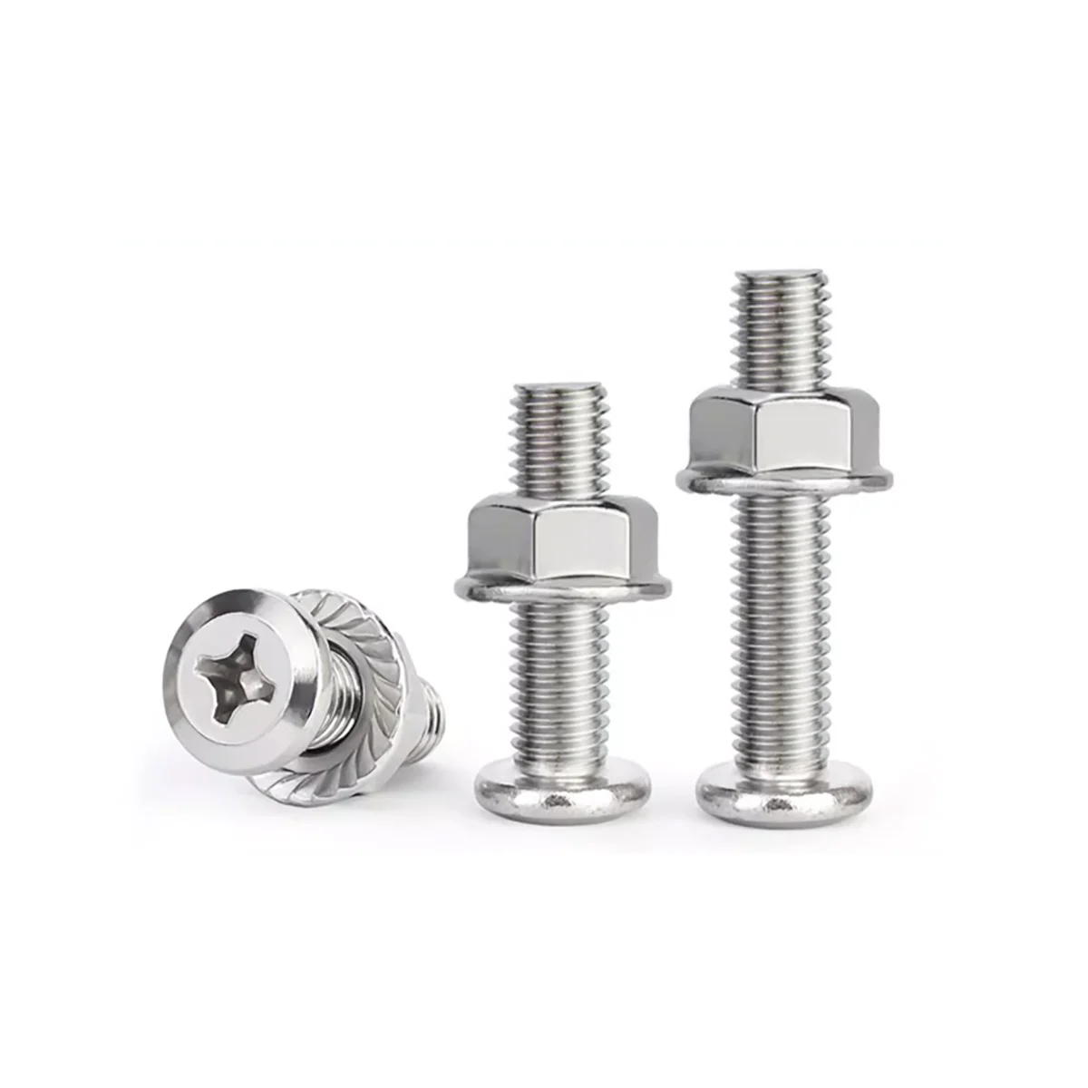 304 Stainless Steel Chamfered Oblique Flat Head Cross Head Screw And Nut Set Flange Nut M2.5M3M4M5