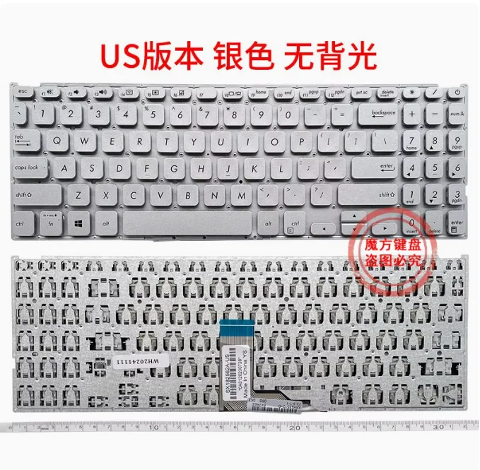 لوحة مفاتيح فضية سوداء أمريكية لـ ASUS X512/D/F/DA X512DA X512F X512FA X512 X512U X512UA X512UB F512DA F512UA Y5100U/UB M5050D V5000F