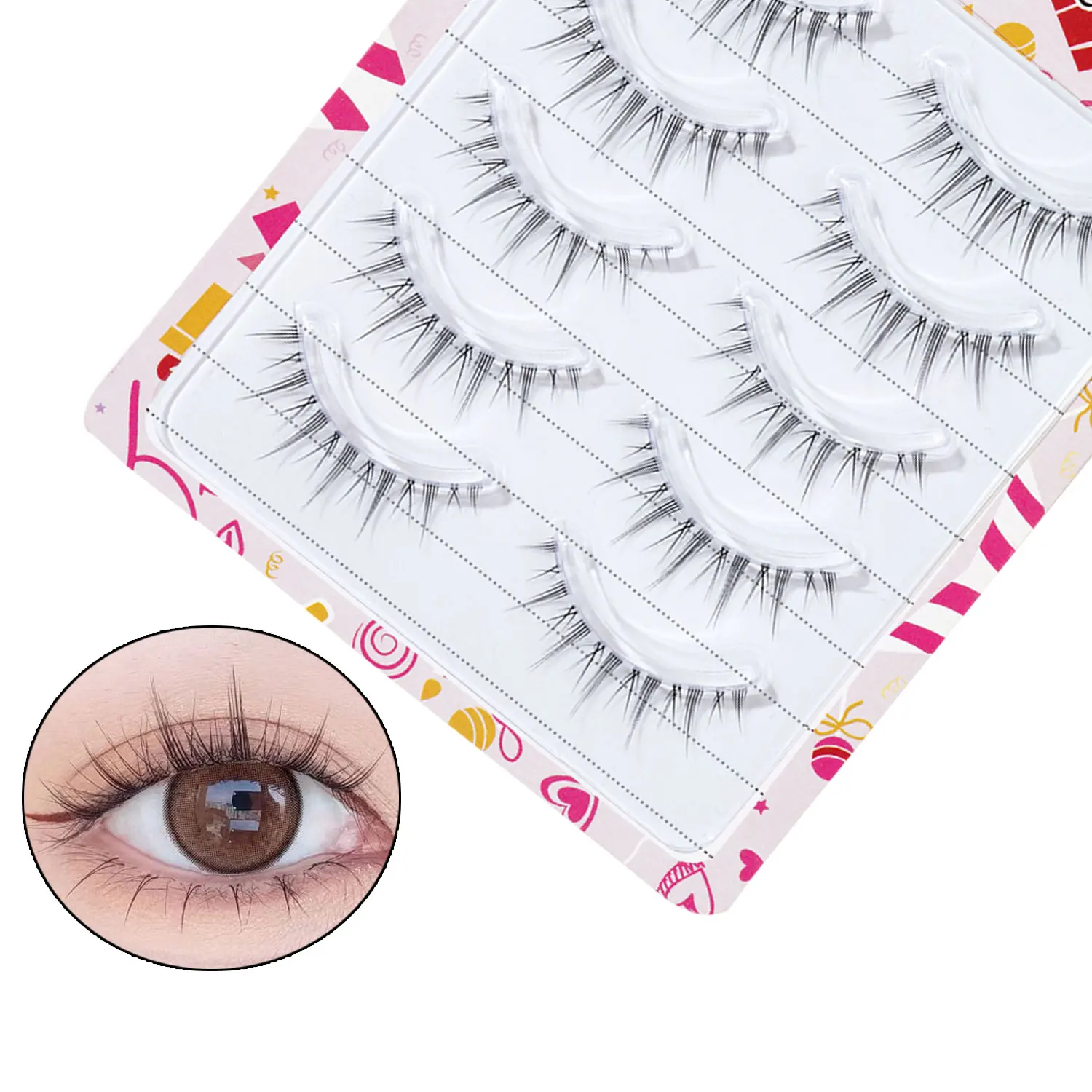 Comic Eyes 5 Pairs of Enlarged Eyes Natural Slender Small Demon Style Transparent Terrier False Eyelashes