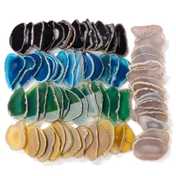 Natural Irregular 50-80mm Agates Geode Slice No Hole Healing Reiki Onyx Agates Stone for Home Decoration Mineral Jewelry Gifts