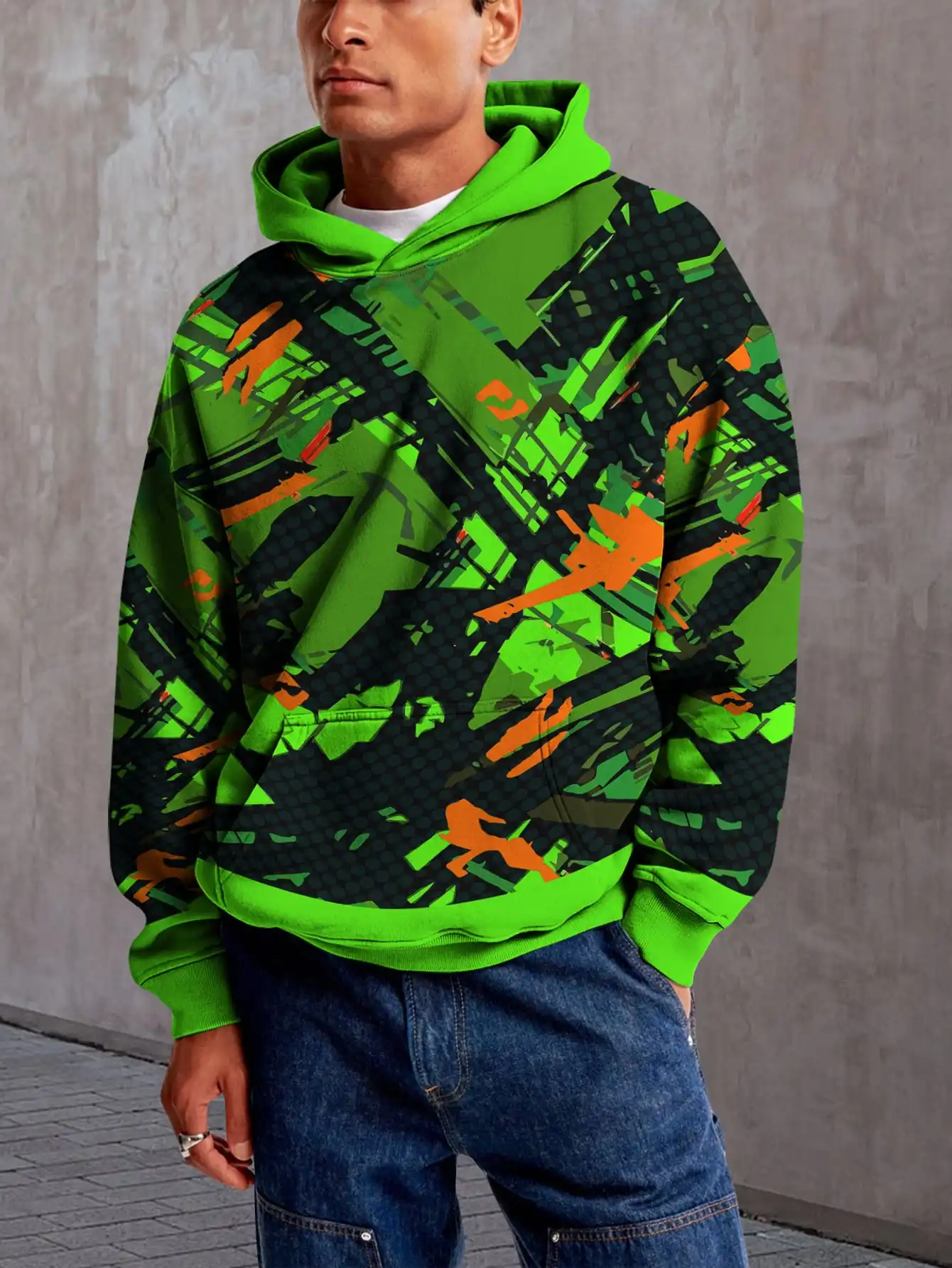 

Ink splash style 3D print tie-dye hoodie style marble pattern hoodie sweatshirt cool street style pullover hoodie top green
