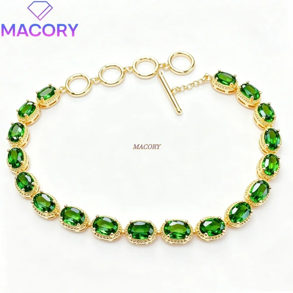 New S925 sterling silver peridot inlay bracelet simple and elegant classic versatile garnet and amethyst with multiple options