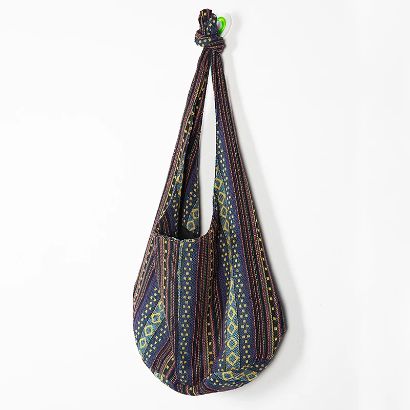 Damen Boho Chic Aztec Tote Bag Ethnic Sling Umhängetasche Schultertasche für Arbeit Reisen Lady Stricken Canvas Gypsy Hippie Bag – Detail 33