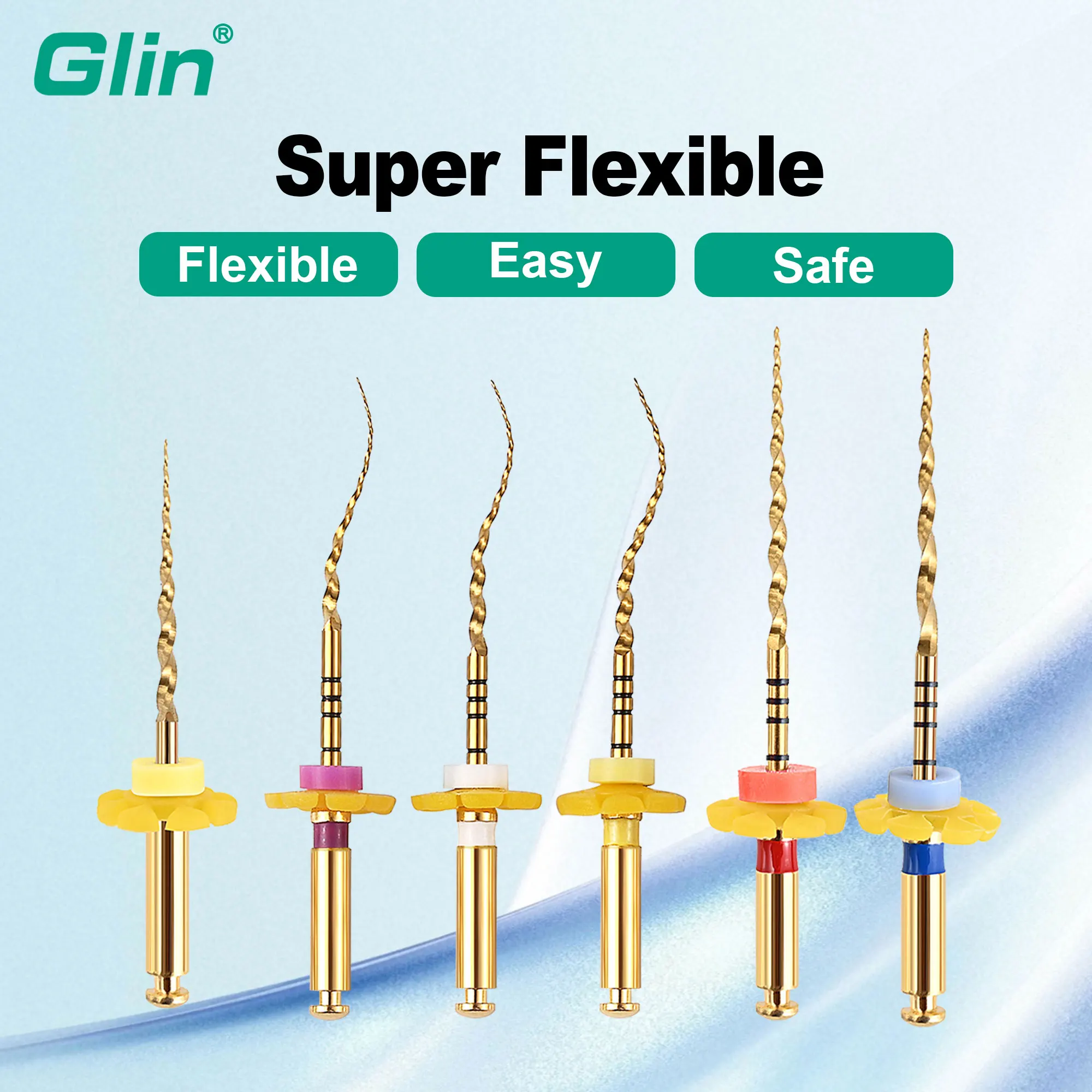 Glin dentaire activé par la chaleur Super Gold Pro fichiers rotatifs flexibles fichiers de Canal radiculaire endodontique doré outils de dentiste F4 F5